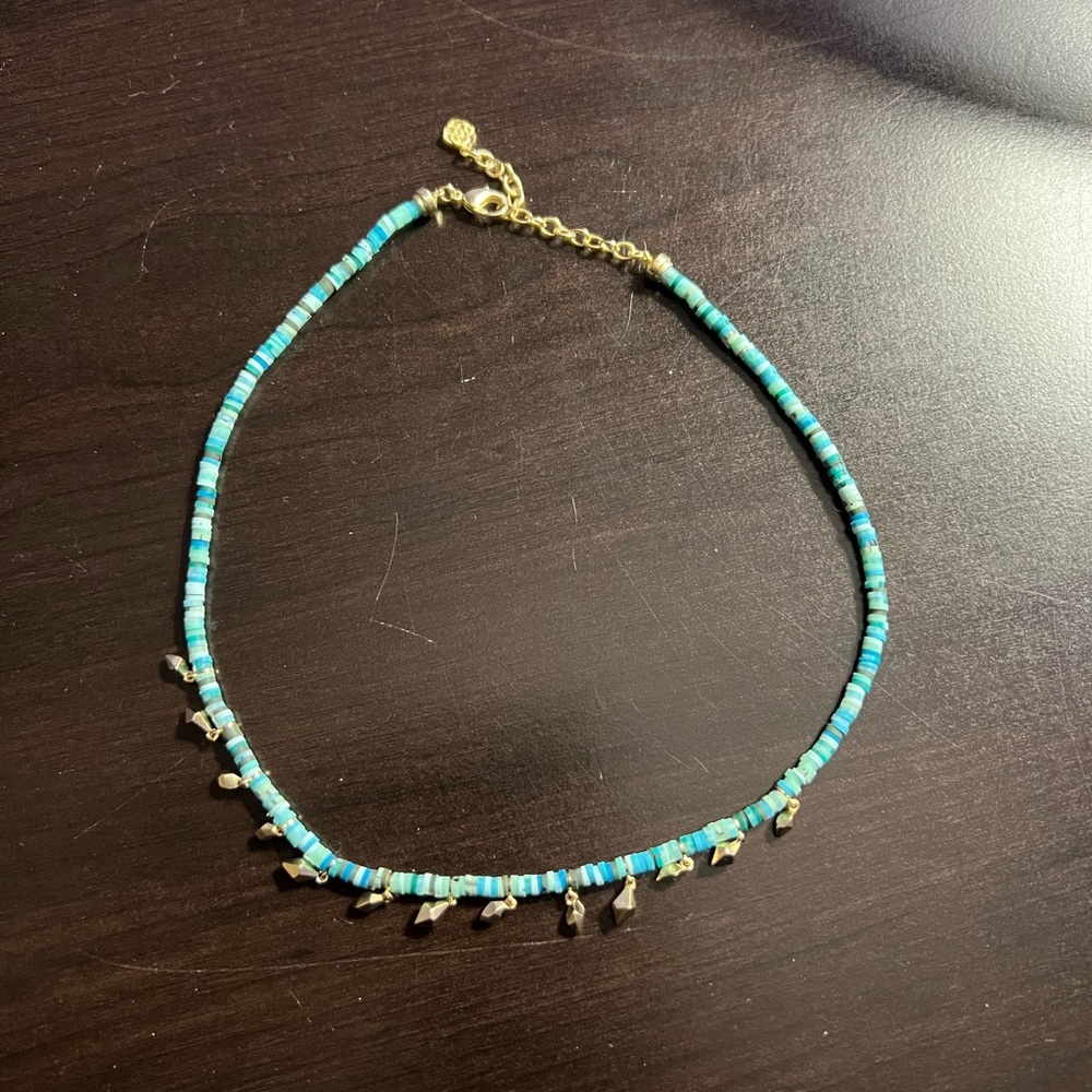 Kendra Scott teal and gold choker necklace